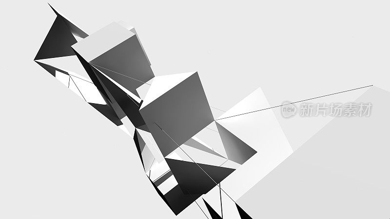 抽象的建筑背景。抽象的现代雕塑。3 d几何组成。计算机模型的三维渲染。